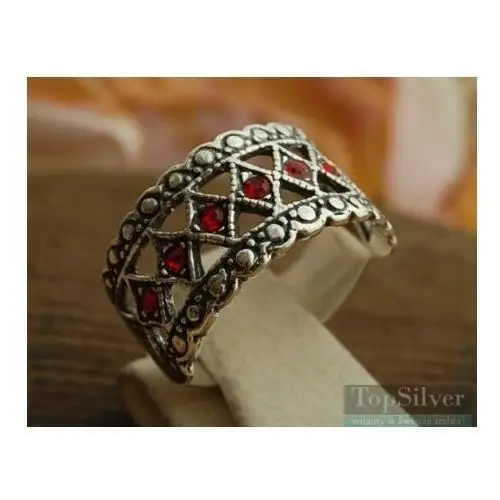GATA - srebrny pierścionek z rubinami, kolor czerwony