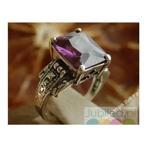 Gina - srebrny pierścionek z ametystem, kolor fioletowy