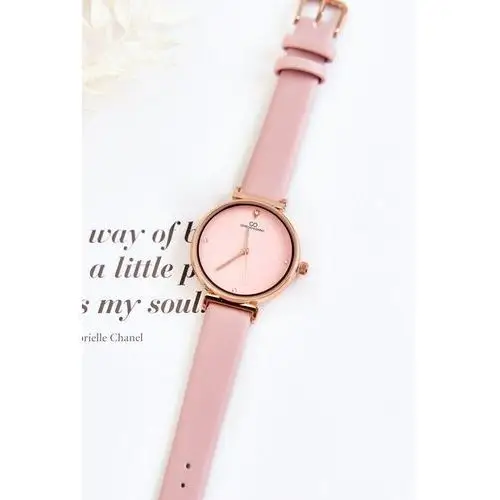 Damski klasyczny zegarek na skórzanym pasku różowy Giorgio&dario