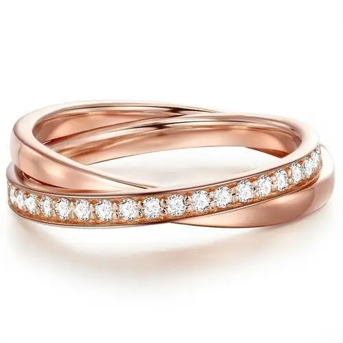 Srebrny pierścionek srebro wysokiej próby cyrkonia różowe złoto ring 1.0 pieces Glanzstücke münchen
