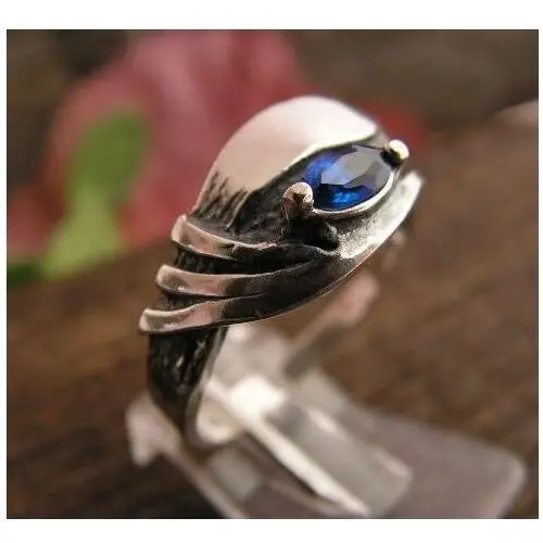 GLIDA - srebrny pierścionek z szafirem, kolor szary