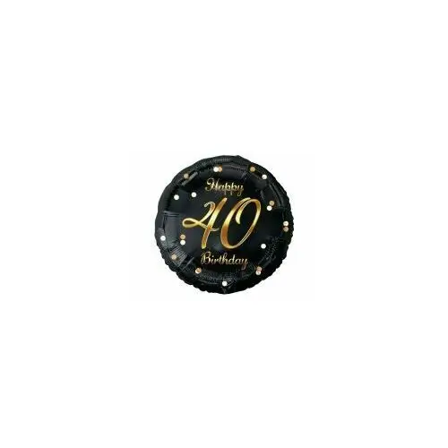 Godan balon foliowy happy 40 birthday 45 cm czarny, złoty