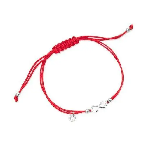 Bransoletka srebrna na czerwonym sznurku - nieskończoność - hippie Hippie - biżuteria yes