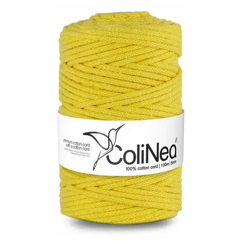 Inny producent Colinea/sznurek bawełniany z bawełnianym rdzeniem, pleciony, 5mm, 100m, jasny żółty