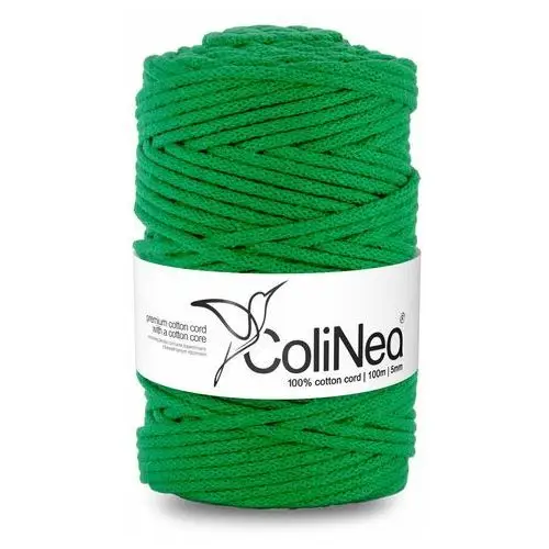 Inny producent Colinea/sznurek bawełniany z bawełnianym rdzeniem, pleciony, 5mm, 100m, zielony