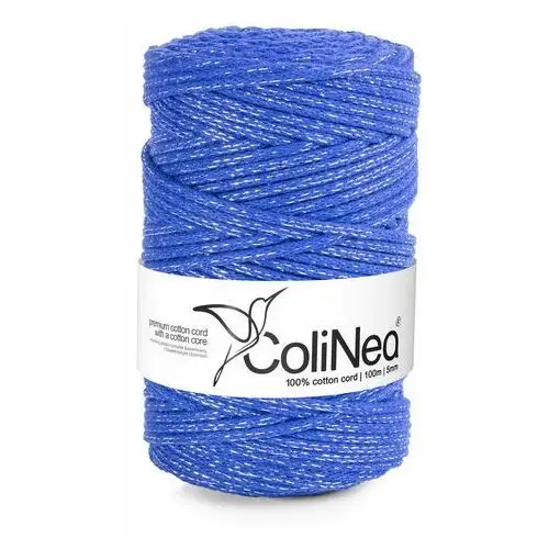 Inny producent Colinea/sznurek bawełniany z bawełnianym rdzeniem, pleciony, 5mm, 100m, ciemny niebieski ze srebrną nitką