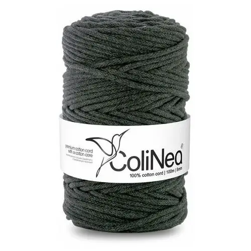 Inny producent Colinea/sznurek bawełniany z bawełnianym rdzeniem, pleciony, 5mm, 100m, antracytowy