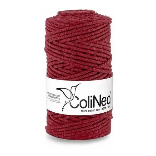 Inny producent Colinea/sznurek bawełniany z bawełnianym rdzeniem, pleciony, 3mm, 100m, bordowy