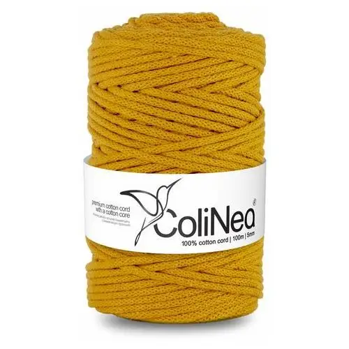 Inny producent Colinea/sznurek bawełniany z bawełnianym rdzeniem, pleciony, 5mm, 100m, musztardowy