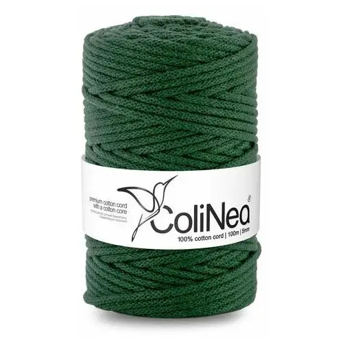 Inny producent Colinea/sznurek bawełniany z bawełnianym rdzeniem, pleciony, 5mm, 100m, butelkowa zieleń