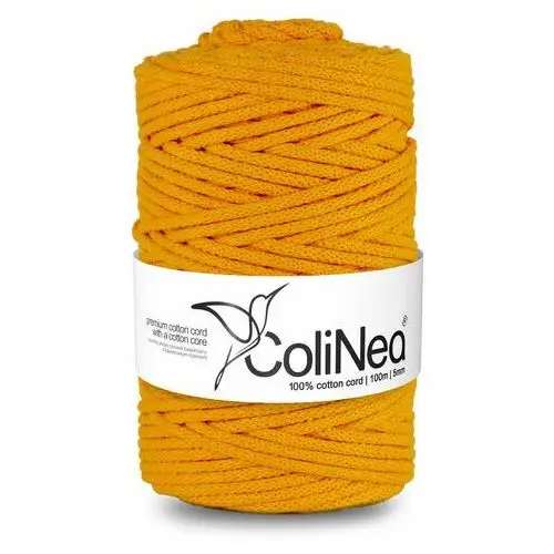 Inny producent Colinea/sznurek bawełniany z bawełnianym rdzeniem, pleciony, 5mm, 100m, ciemny żółty