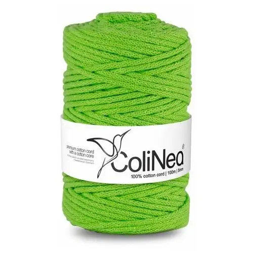 Inny producent Colinea/sznurek bawełniany z bawełnianym rdzeniem, pleciony, 5mm, 100m, jasny zielony