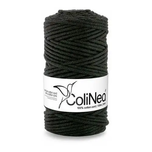 Inny producent Colinea/sznurek bawełniany z bawełnianym rdzeniem, pleciony, 3mm, 100m, czarny