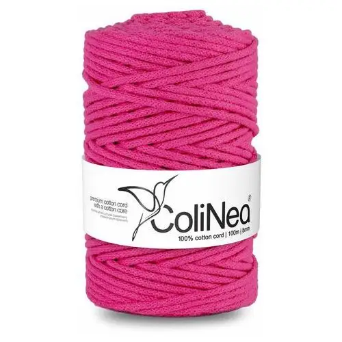 Inny producent Colinea/sznurek bawełniany z bawełnianym rdzeniem, pleciony, 5mm, 100m, fuksja
