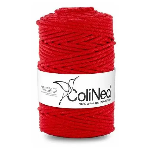 Colinea/sznurek bawełniany z bawełnianym rdzeniem, pleciony, 5mm, 100m, czerwony Inny producent
