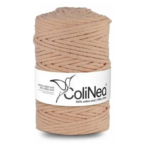 Inny producent Colinea/sznurek bawełniany z bawełnianym rdzeniem, pleciony, 5mm, 100m, łososiowy