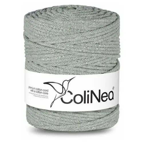 Inny producent Colinea/sznurek bawełniany z bawełnianym rdzeniem, pleciony, 5mm, 200m, szary ze srebrną nitką