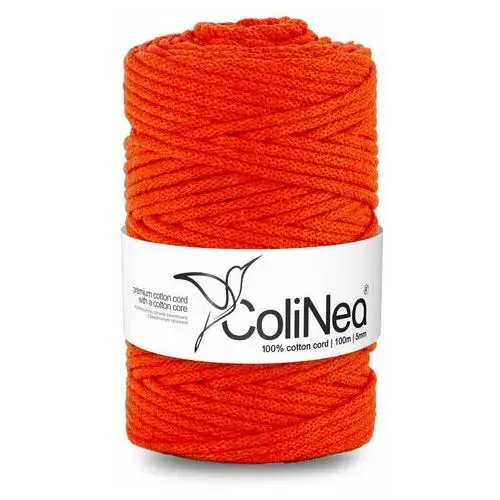 Inny producent Colinea/sznurek bawełniany z bawełnianym rdzeniem, pleciony, 5mm, 100m, pomarańczowy