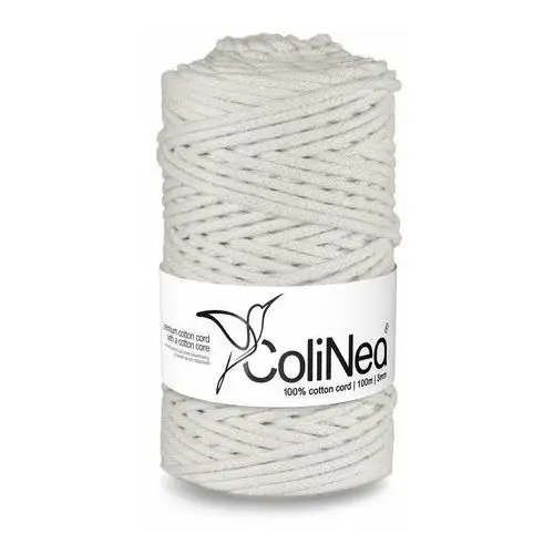 Inny producent Colinea/sznurek bawełniany z bawełnianym rdzeniem, pleciony, 3mm, 100m, biały