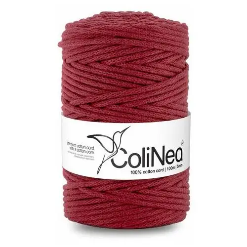 Inny producent Colinea/sznurek bawełniany z bawełnianym rdzeniem, pleciony, 5mm, 100m, bordowy