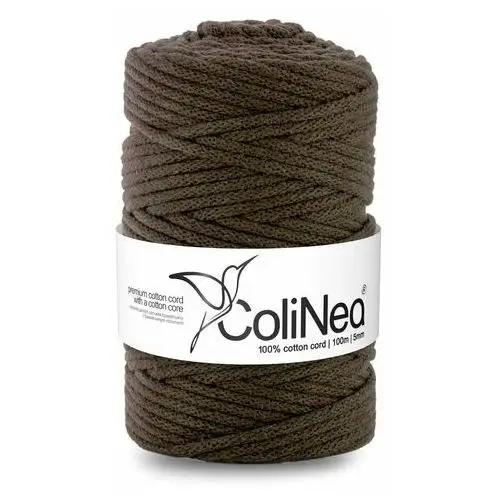 Colinea/sznurek bawełniany z bawełnianym rdzeniem, pleciony, 5mm, 100m, ciemny brązowy Inny producent