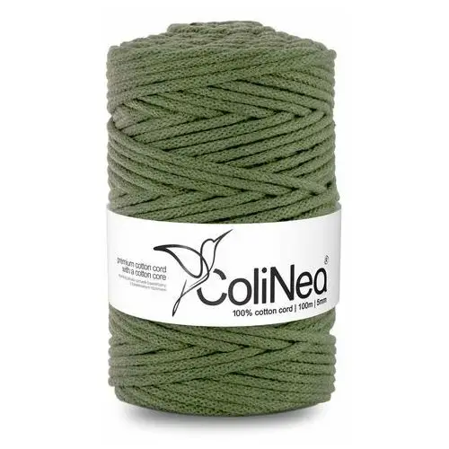 Inny producent Colinea/sznurek bawełniany z bawełnianym rdzeniem, pleciony, 5mm, 100m, khaki