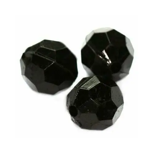 Inny producent Kryształki plastik okrągłe czarne 14mm 8szt