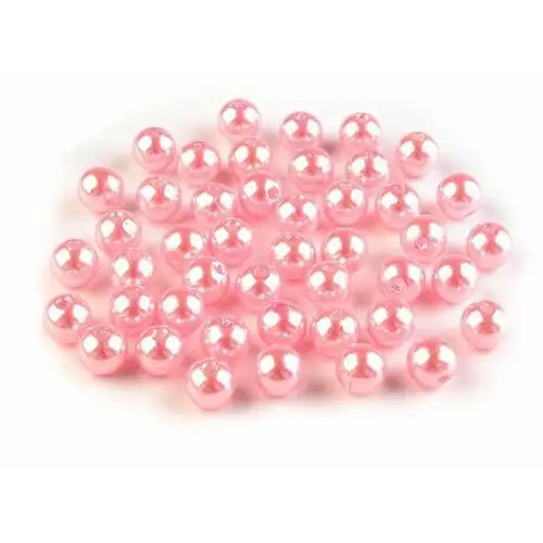 Perełki Plastik Glance Różowe 8Mm 40Szt, kolor różowy