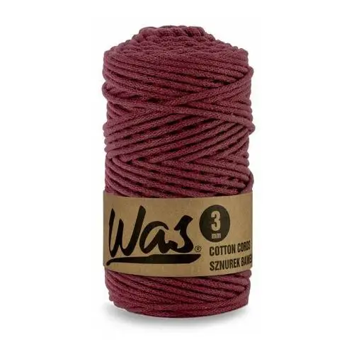 Was/sznurek bawełniany z poliestrowym rdzeniem, pleciony, 3mm, 100m, burgund Inny producent