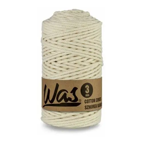 Was/sznurek bawełniany z poliestrowym rdzeniem, pleciony, 3mm, 100m, kość słoniowa Inny producent
