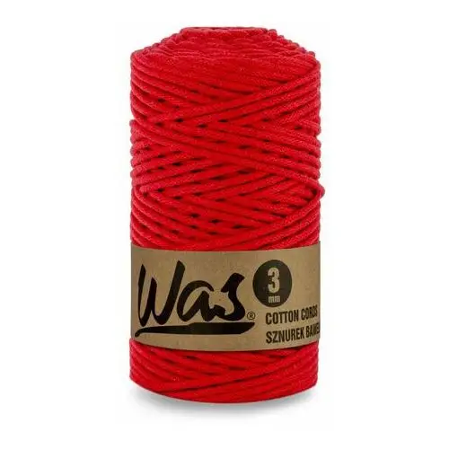 Inny producent Was/sznurek bawełniany z poliestrowym rdzeniem, pleciony, 3mm, 100m, czerwony
