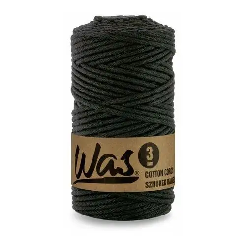 Inny producent Was/sznurek bawełniany z poliestrowym rdzeniem, pleciony, 3mm, 100m, czarny