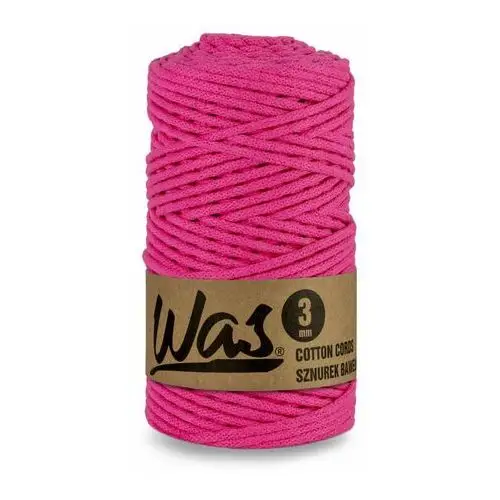 Inny producent Was/sznurek bawełniany z poliestrowym rdzeniem, pleciony, 3mm, 100m, fuksja