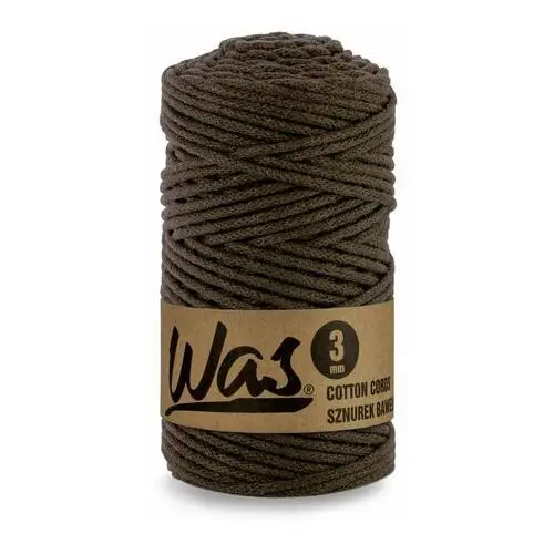 Inny producent Was/sznurek bawełniany z poliestrowym rdzeniem, pleciony, 3mm, 100m, ciemny brązowy