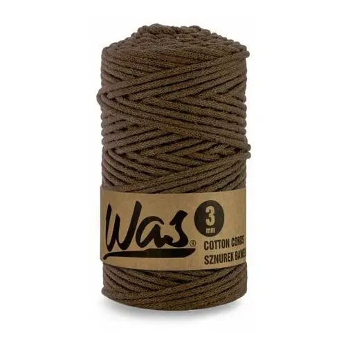 Was/sznurek bawełniany z poliestrowym rdzeniem, pleciony, 3mm, 100m, brązowy Inny producent