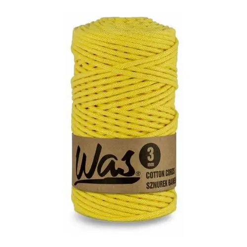 Was/sznurek bawełniany z poliestrowym rdzeniem, pleciony, 3mm, 100m, jasny żółty Inny producent