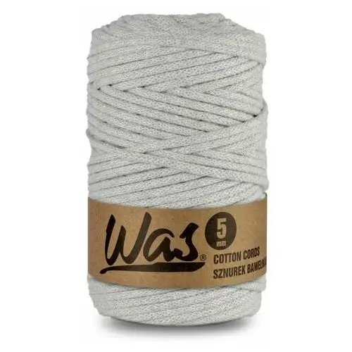 Inny producent Was/sznurek bawełniany z poliestrowym rdzeniem, pleciony, 5mm, 100m, jasny szary