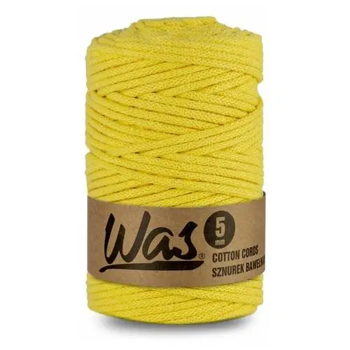 Inny producent Was/sznurek bawełniany z poliestrowym rdzeniem, pleciony, 5mm, 100m, jasny żółty