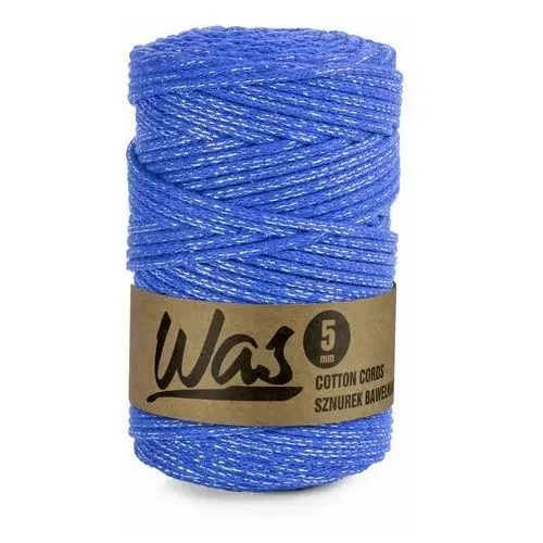 Inny producent Was/sznurek bawełniany z poliestrowym rdzeniem, pleciony, 5mm, 100m, ciemny niebieski ze srebrną nitką