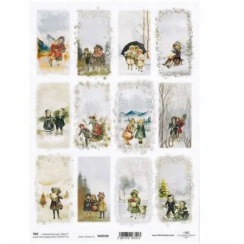 Itd collection Papier do scrapbookingu a4 - tag0192 dzieci vintage boże narodzenie