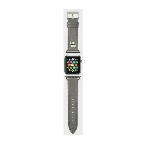 Pasek Karl Lagerfeld Saffiano Karl Heads KLAWLOKHG do Apple Watch Series 1/2/3/4/5/6/7/8/SE/SE2/Ultra 42-45 mm Srebrny . Akcesoria do smartwatchy i zegarków sportowych