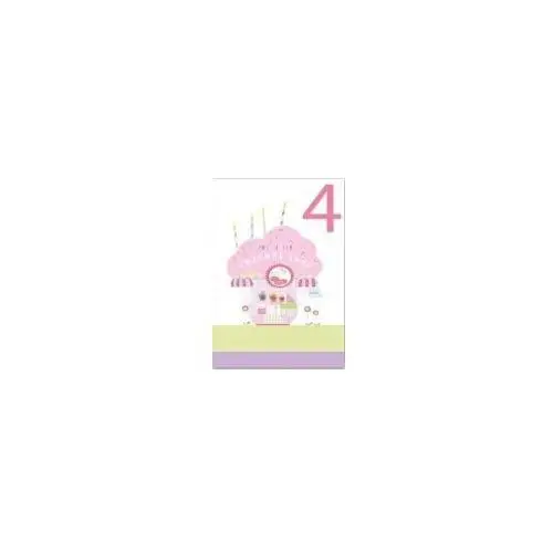 Karnet B6 brokat z kopertą Urodziny 4 dziewczynka