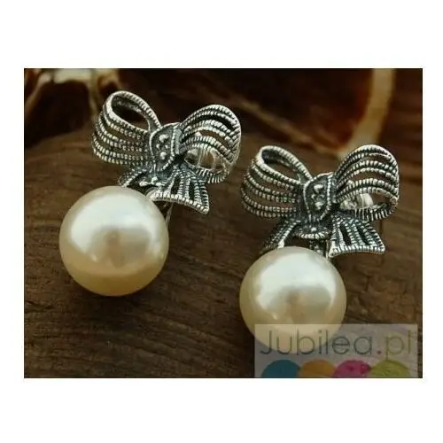 KOKARDA - srebrne kolczyki z perłami, kolor biały
