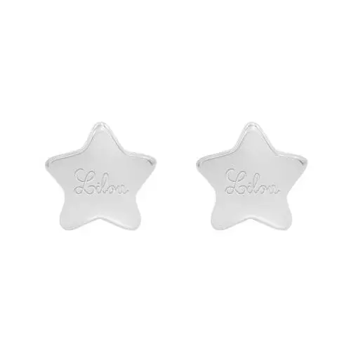 Kolczyki gwiazdki srebrne z logo Lilou, kolor szary