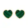 Kolczyki serca z zielonego malachitu w ramce ze złota próby 585, kolor zielony Sklep