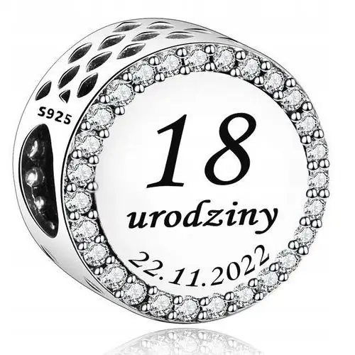 Koralik Charms na 18 Urodziny Srebro 925 Dowolny Grawer