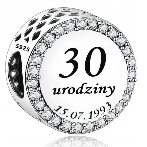 Koralik Charms na 30 Urodziny Srebro 925 Dowolny Grawer