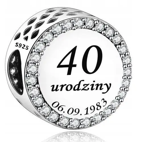 Koralik Charms na 40 Urodziny Srebro 925 Dowolny Grawer