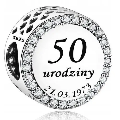 Koralik Charms na 50 Urodziny Srebro 925 Dowolny Grawer