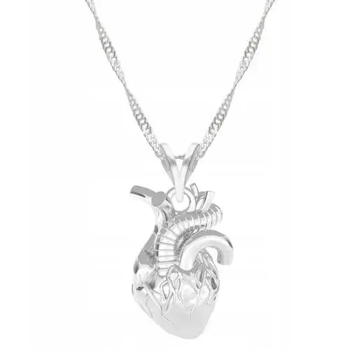 Łańcuszek srebrny naszyjnik 925 Serce Anatomiczne